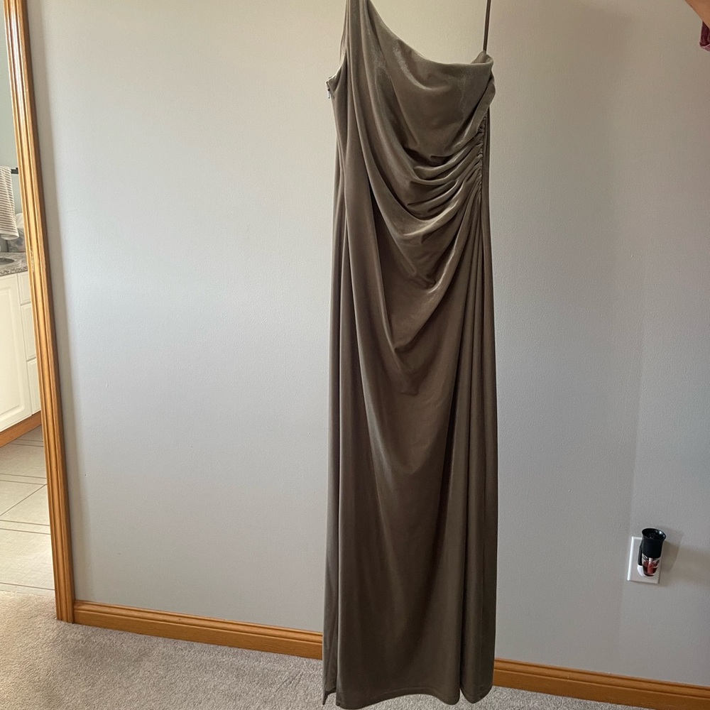 REVELRY Sage Green Jade Velvet Bridesmaid Dress